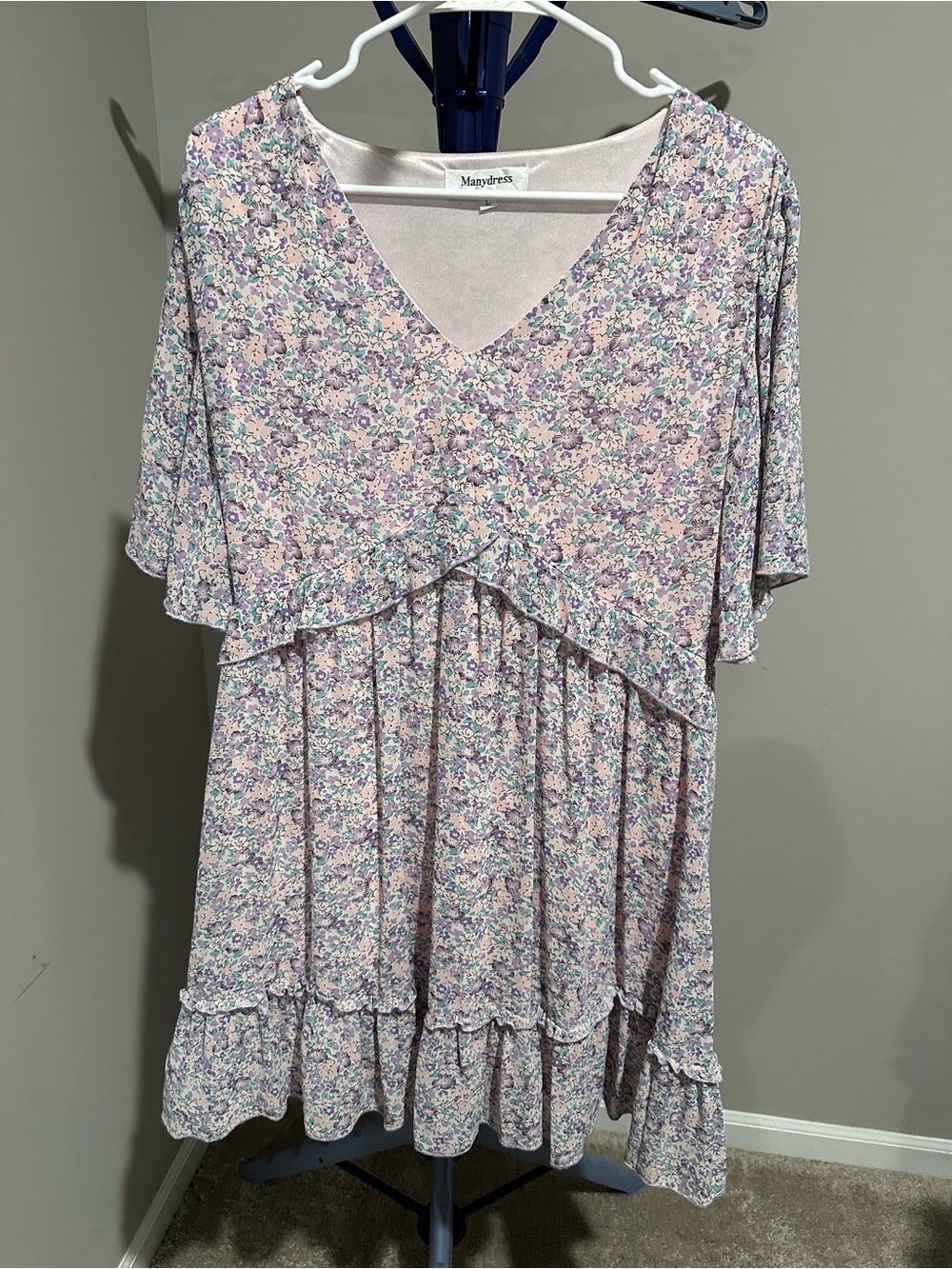 Ladies Lavender Floral Ruffle Dress
